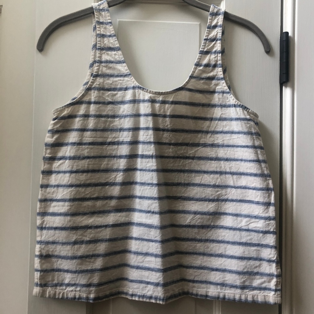 MADEWELL Modena Linen Striped Boxy Tank Top NWOT